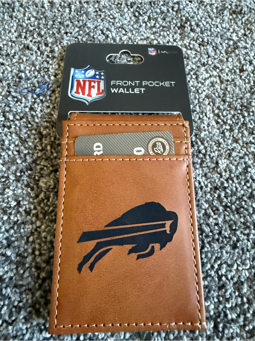 NFL Brown Front Pocket Wallet with Navy Buffalo Logo